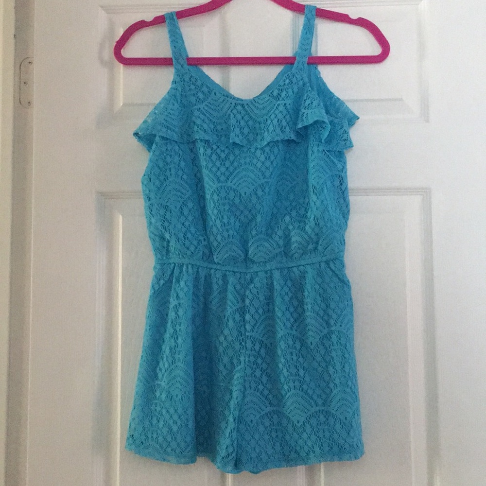 Blue crochet romper